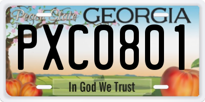GA license plate PXC0801
