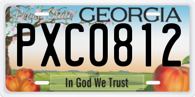 GA license plate PXC0812