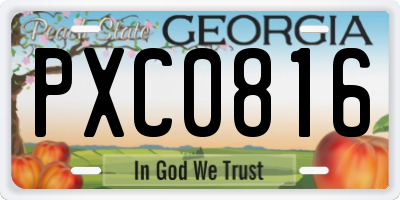 GA license plate PXC0816