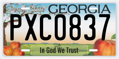GA license plate PXC0837