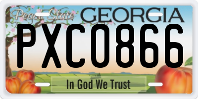 GA license plate PXC0866