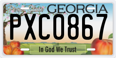 GA license plate PXC0867