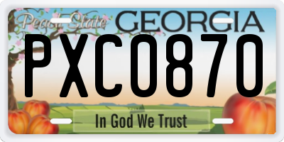 GA license plate PXC0870