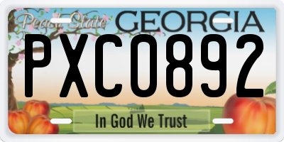 GA license plate PXC0892
