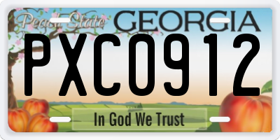 GA license plate PXC0912