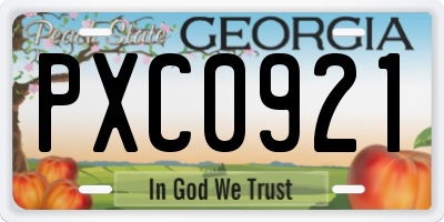 GA license plate PXC0921