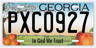 GA license plate PXC0927