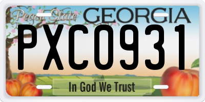 GA license plate PXC0931