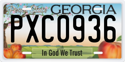 GA license plate PXC0936