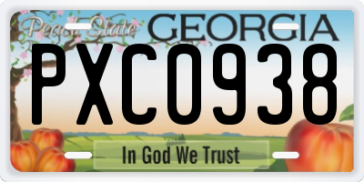 GA license plate PXC0938