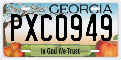 GA license plate PXC0949