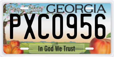 GA license plate PXC0956