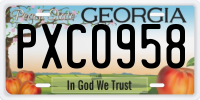 GA license plate PXC0958