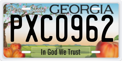 GA license plate PXC0962