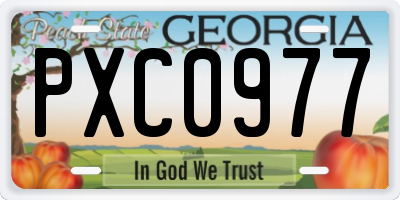 GA license plate PXC0977