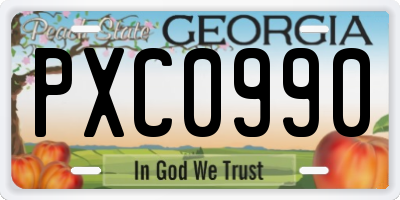 GA license plate PXC0990