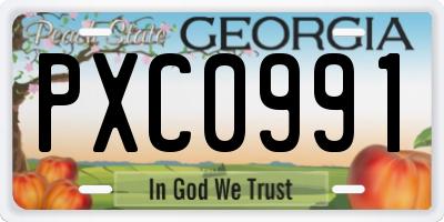 GA license plate PXC0991