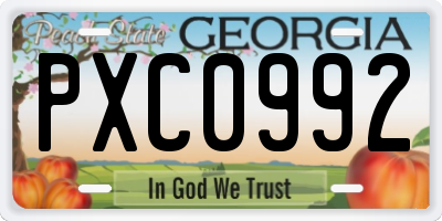 GA license plate PXC0992