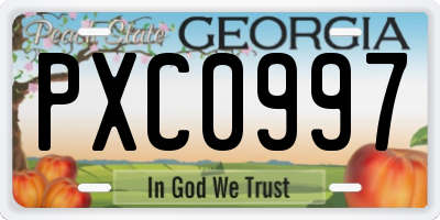 GA license plate PXC0997