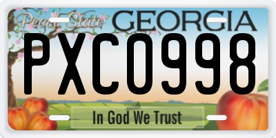 GA license plate PXC0998