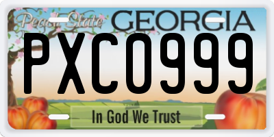 GA license plate PXC0999