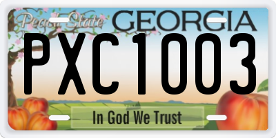 GA license plate PXC1003