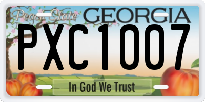 GA license plate PXC1007