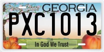 GA license plate PXC1013