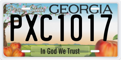 GA license plate PXC1017