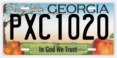 GA license plate PXC1020