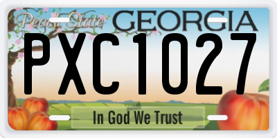GA license plate PXC1027