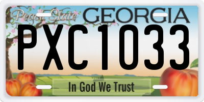 GA license plate PXC1033