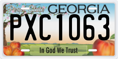 GA license plate PXC1063