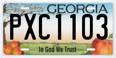 GA license plate PXC1103