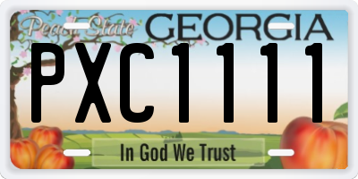 GA license plate PXC1111