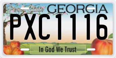GA license plate PXC1116