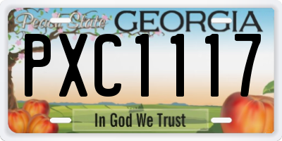 GA license plate PXC1117