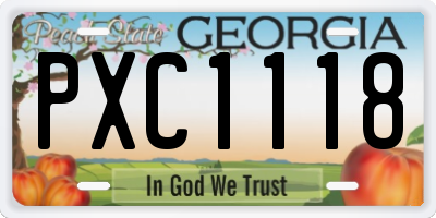 GA license plate PXC1118