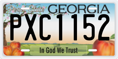 GA license plate PXC1152