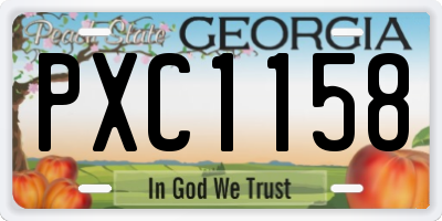 GA license plate PXC1158