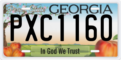GA license plate PXC1160