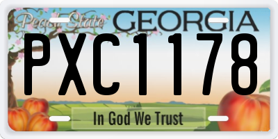GA license plate PXC1178