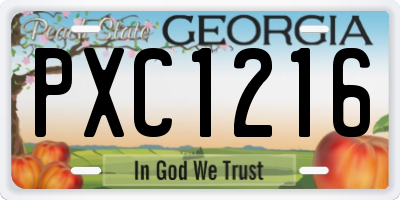 GA license plate PXC1216