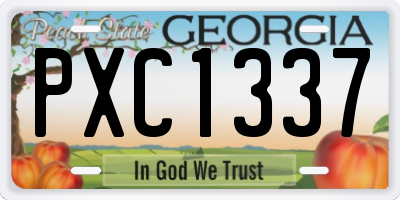 GA license plate PXC1337