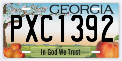 GA license plate PXC1392