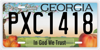 GA license plate PXC1418