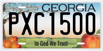 GA license plate PXC1500