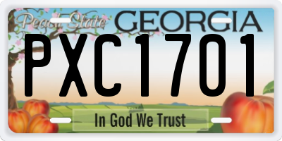 GA license plate PXC1701