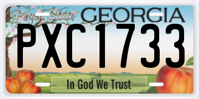 GA license plate PXC1733