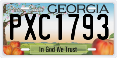GA license plate PXC1793